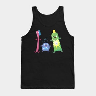 Cute toothbrush toothpaste dental floss cartoon Tank Top